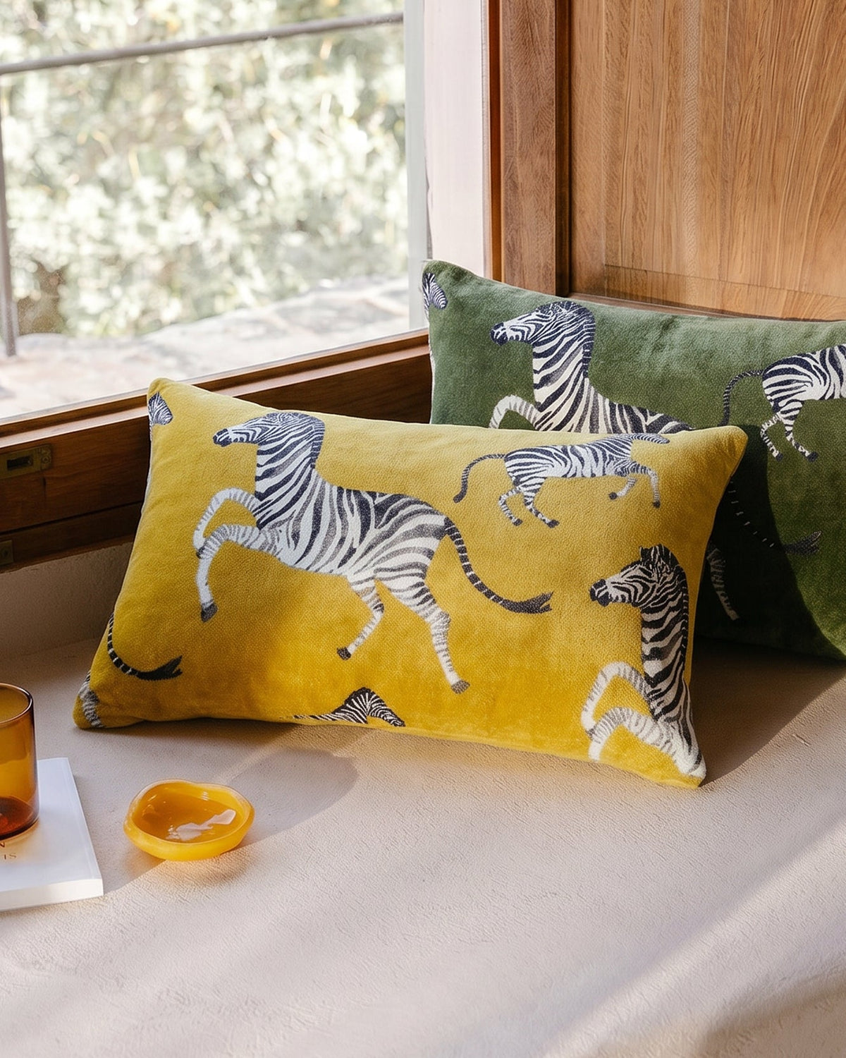 Velvet Watercolor Zebra Small Lumbar Pillow
