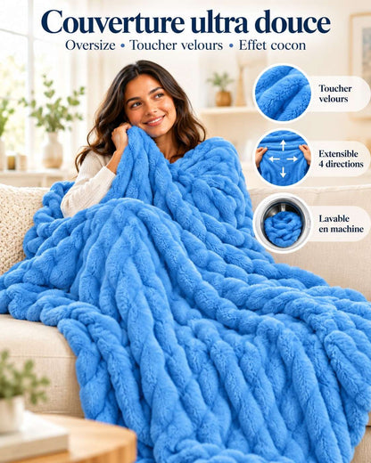Plaid Ultra Doux Oversize en Peluche – Effet Nuage & Confort Cocooning