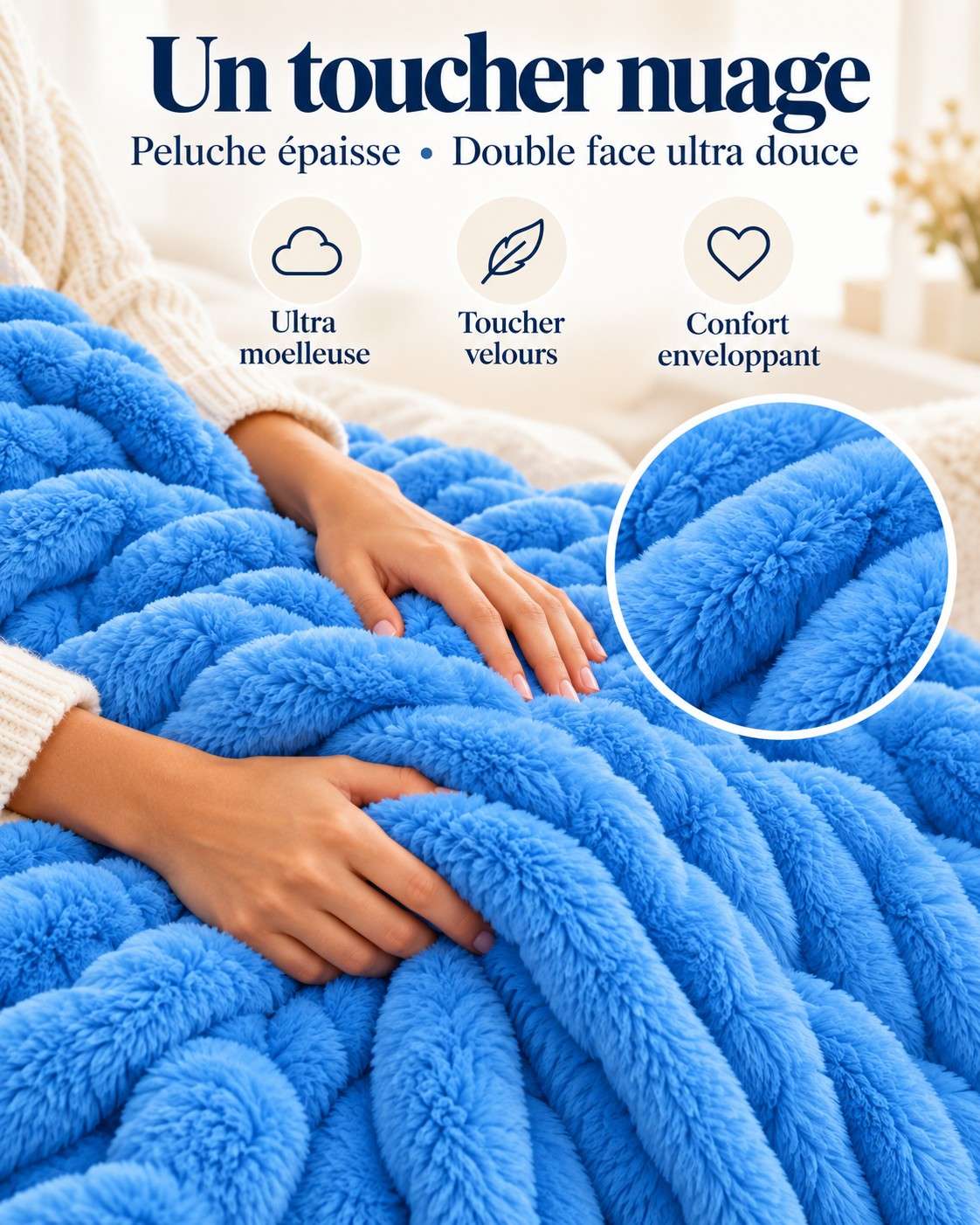 Plaid Ultra Doux Oversize en Peluche – Effet Nuage & Confort Cocooning