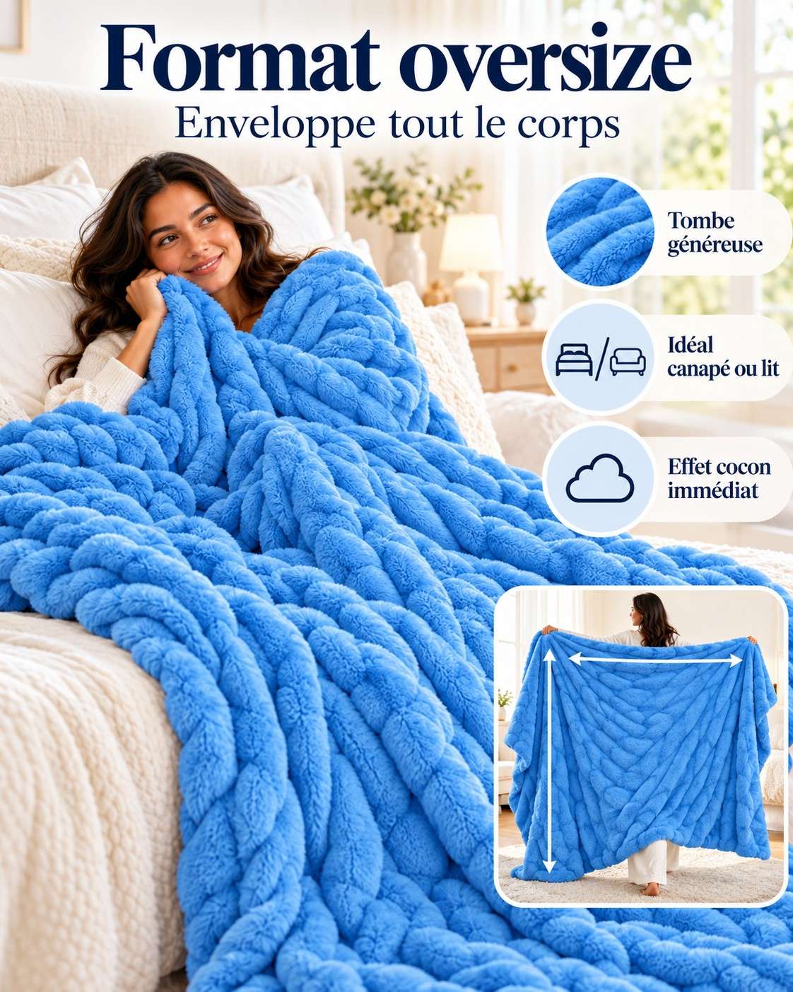 Plaid Ultra Doux Oversize en Peluche – Effet Nuage & Confort Cocooning