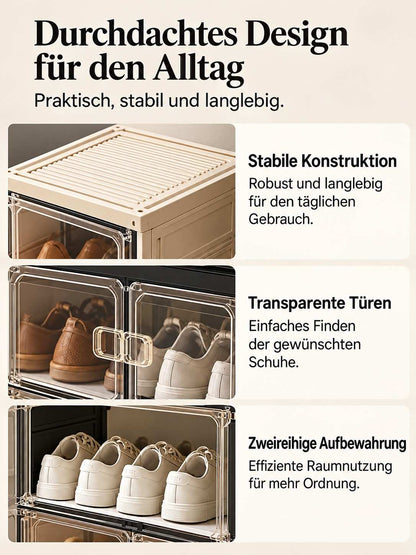 Faltbarer Schuhschrank mit transparenten Türen – 9 Ebenen, bis zu 18 Paar