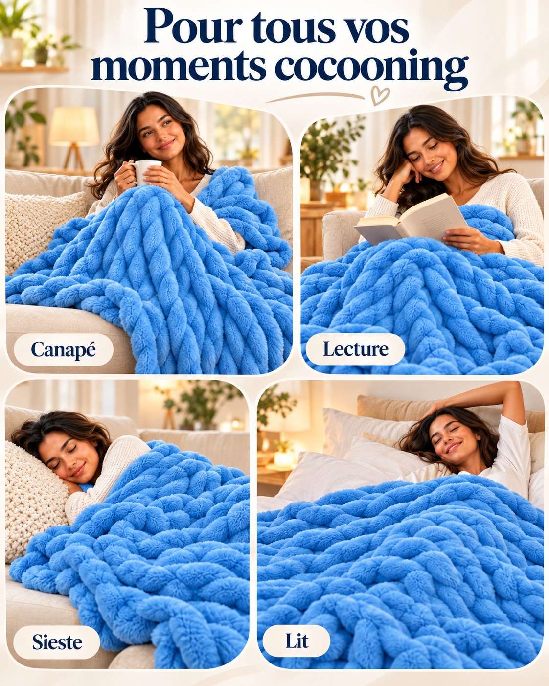 Plaid Ultra Doux Oversize en Peluche – Effet Nuage & Confort Cocooning