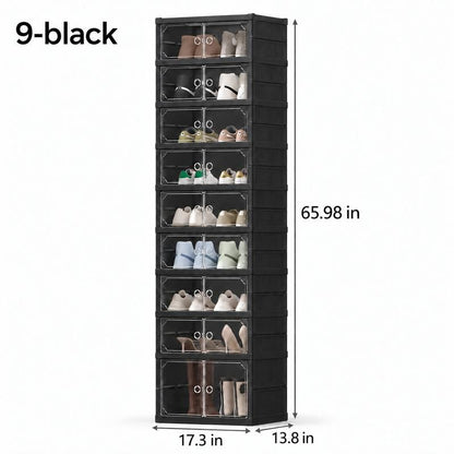 Faltbarer Schuhschrank mit transparenten Türen – 9 Ebenen, bis zu 18 Paar