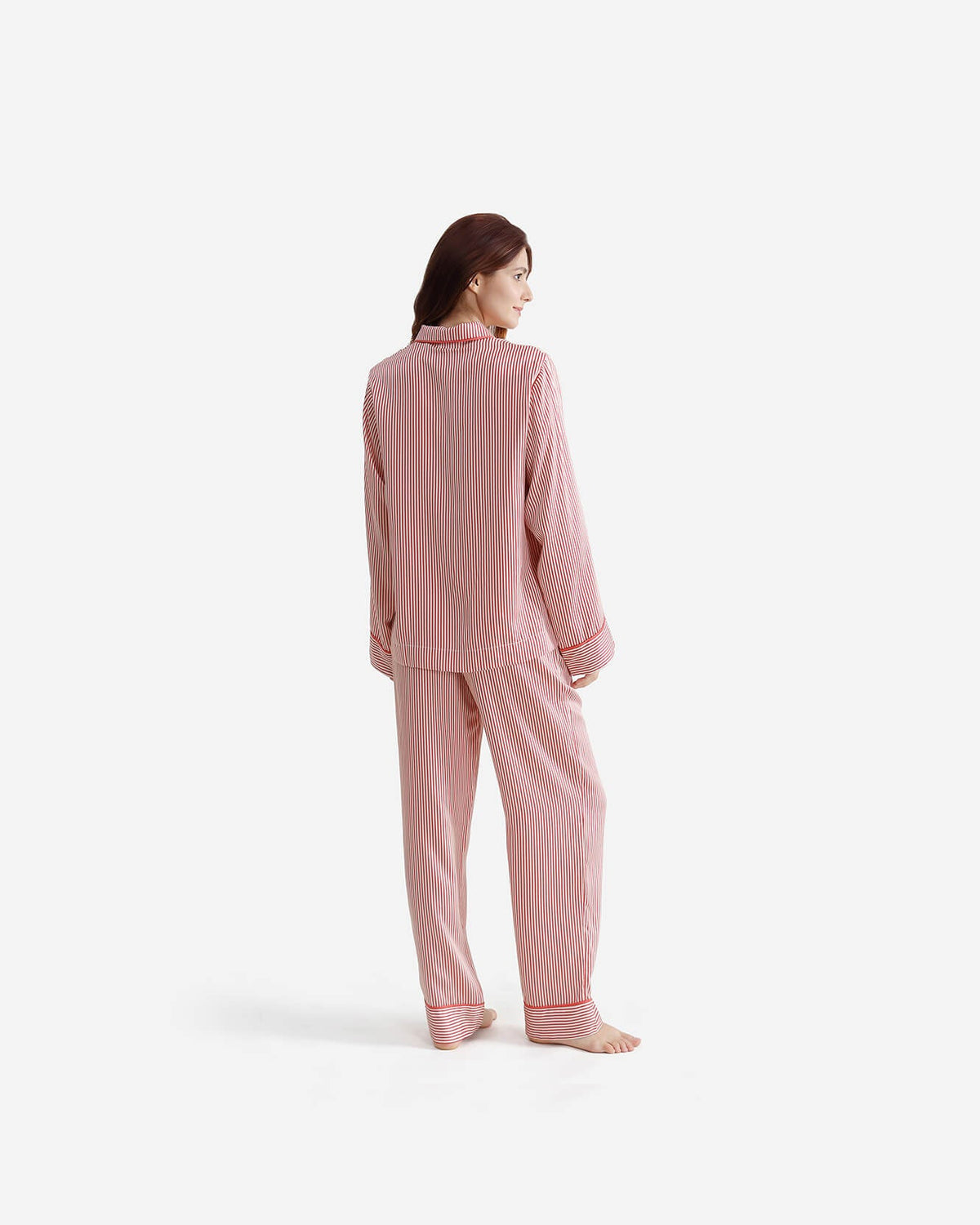 Silky Lyocell Long Striped Pajama Set