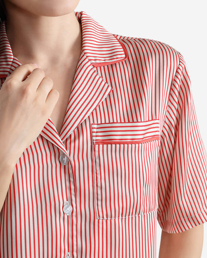 Silky Lyocell Short Striped Pajama Set