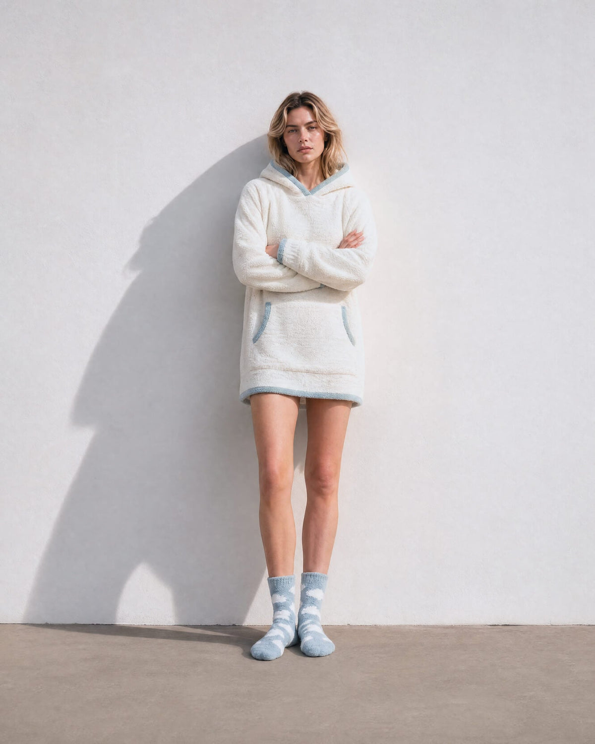 Snug Blanket Hoodie with Piping + Socks Bundle