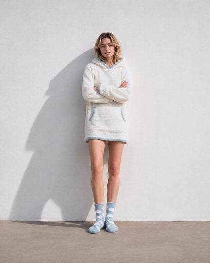 Snug Blanket Hoodie with Piping + Socks Bundle