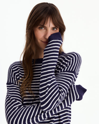 Striped Cloud Cool Light Cropped Sweater