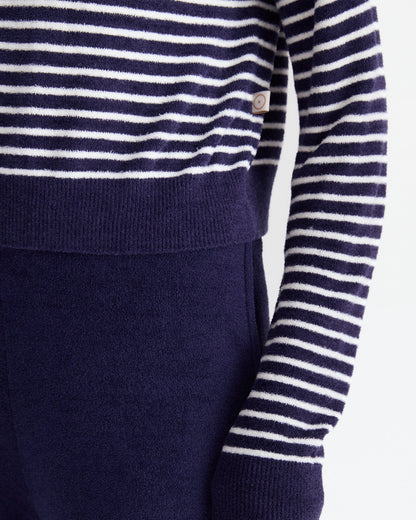 Striped Cloud Cool Light Cropped Sweater
