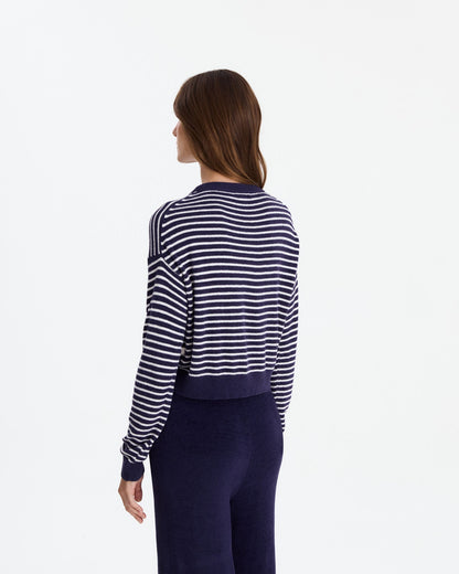 Striped Cloud Cool Light Cropped Sweater