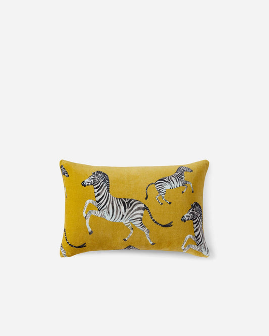 Velvet Watercolor Zebra Small Lumbar Pillow